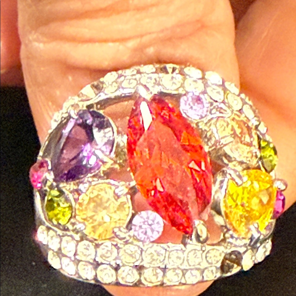 Multicolor Crystal Statement Ring - Women's Fashion Jewelry